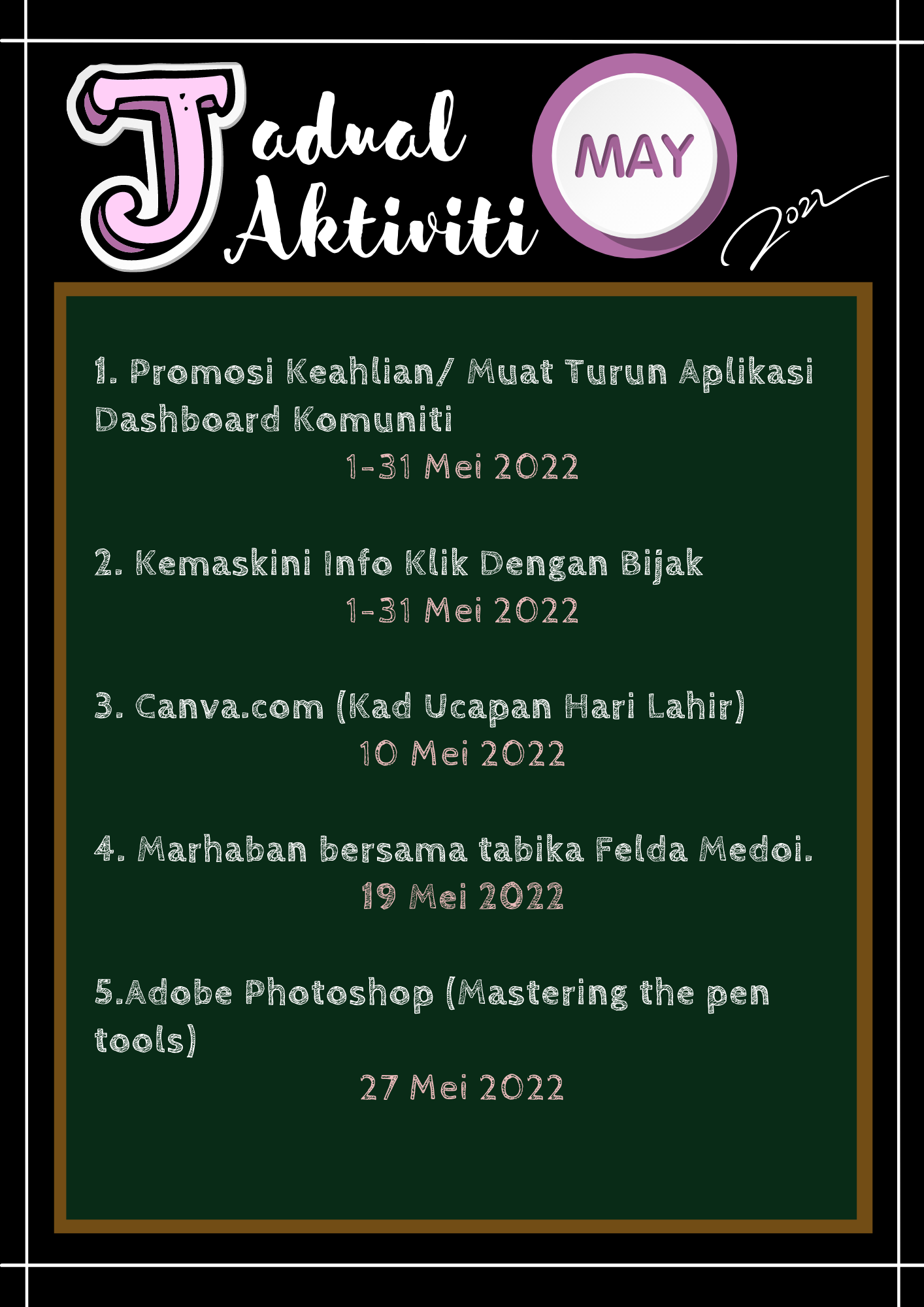 Jadual Aktiviti April 2022